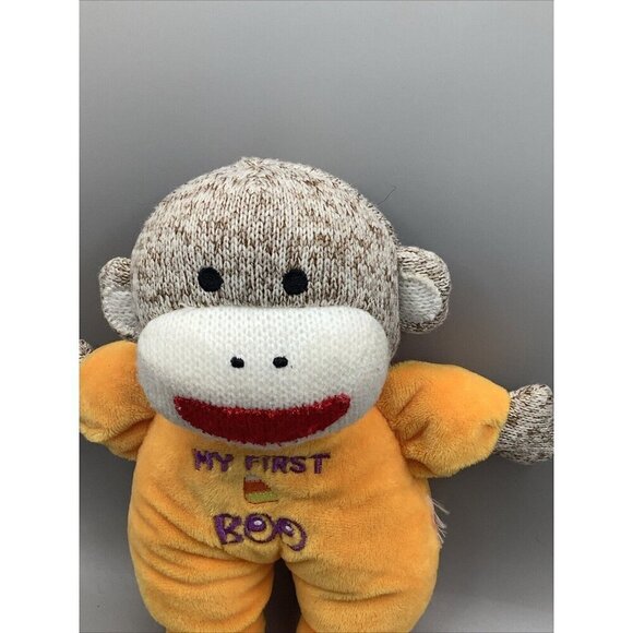 Baby Starters My First Boo Halloween Sock Monkey Plush Rattle Toy Infant 9” inch - Picture 5 of 10